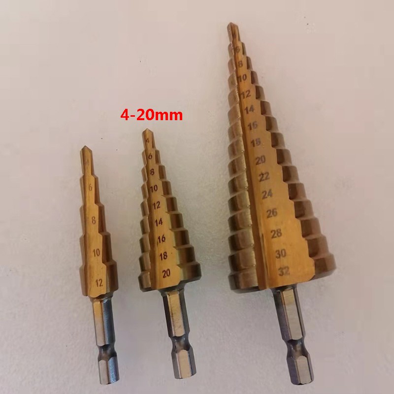 4-20 Hexagonal Handle Screw Groove Ladder Pagoda Drill Bit